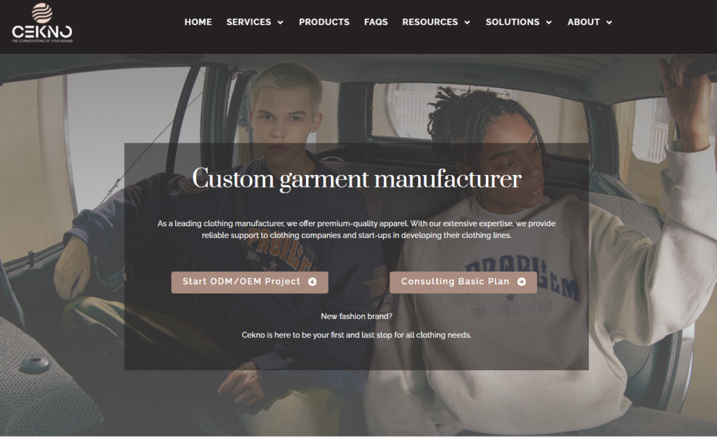 Custom garment manufacturer of cekno