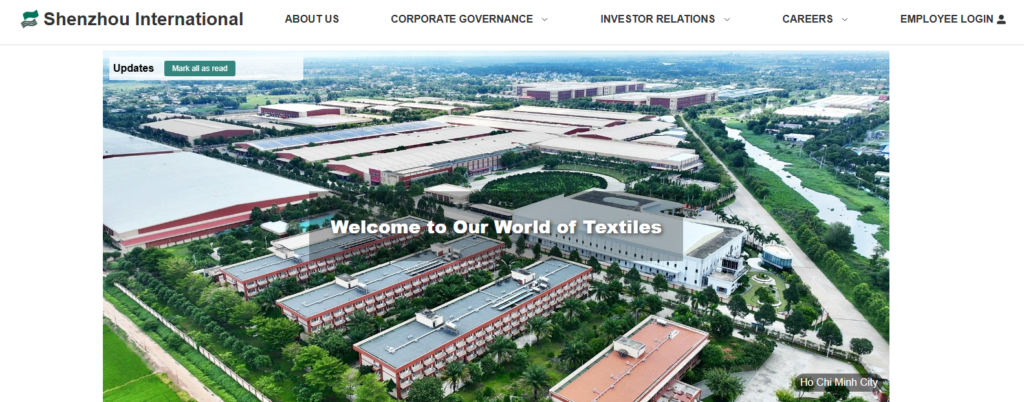 Shenzhou International's homepage