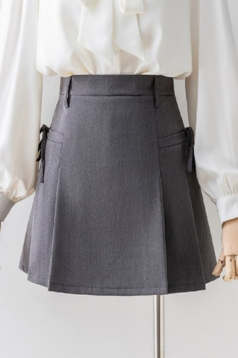 Close up of A-line short skirt