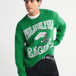 Loose Crew Neck Philadelphia Eagles Themed Trendy Sweater