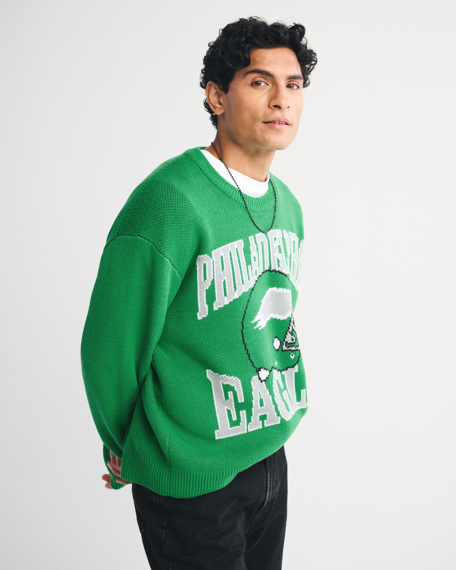 Loose Crew Neck Philadelphia Eagles Themed Trendy Sweater - 图片 3