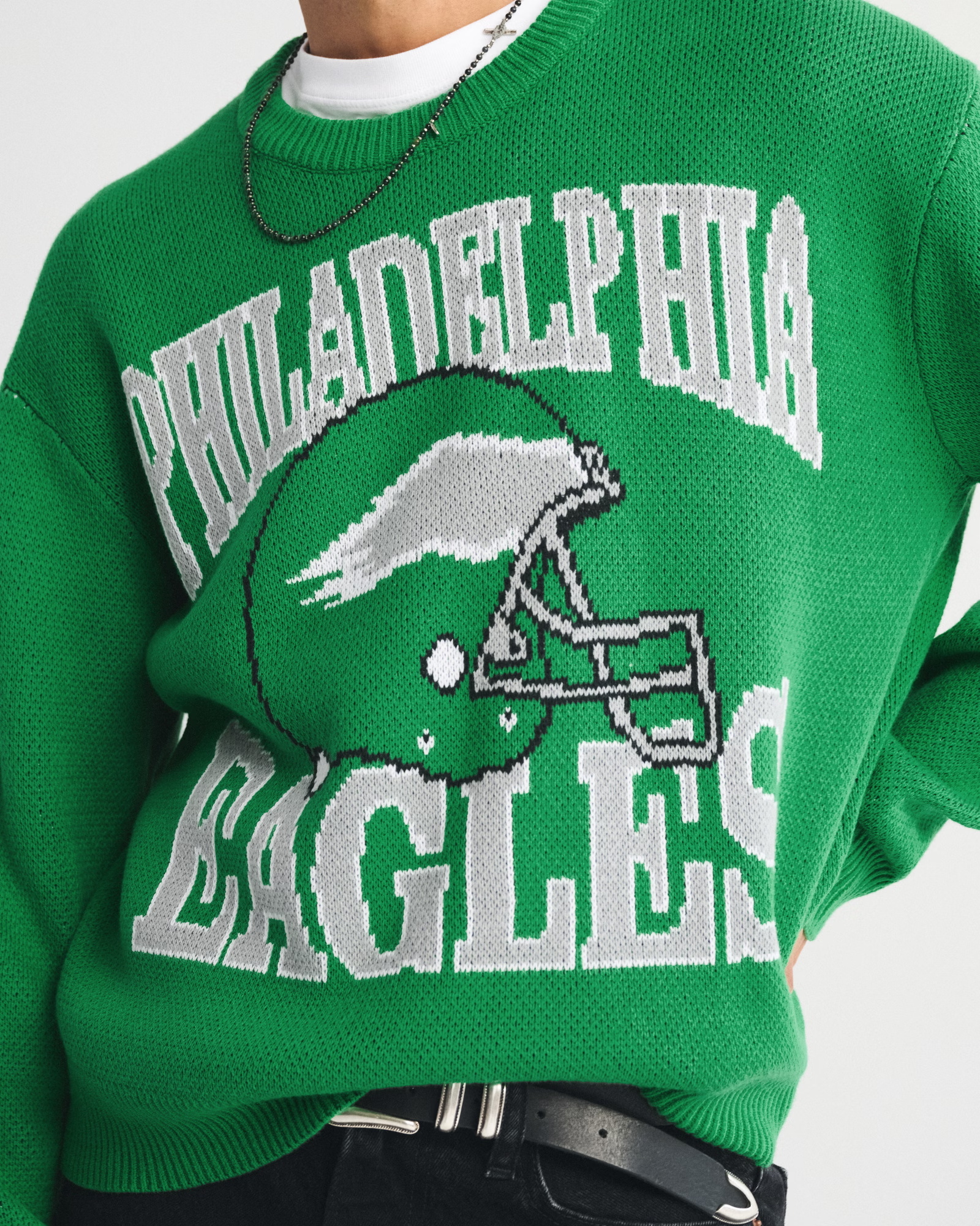 Loose Crew Neck Philadelphia Eagles Themed Trendy Sweater - 图片 5