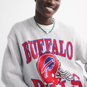 American Retro Buffalo Bills Light Gray Knitted Sweater
