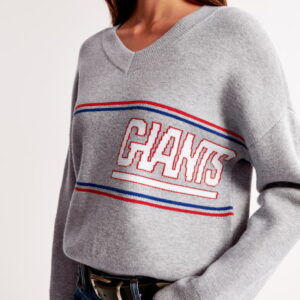 Loose Fit New York Giants Themed Knitted Sweater