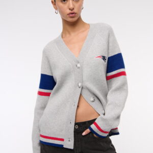 American Sports Style New England Patriots Light Gray Knitted Cardigan
