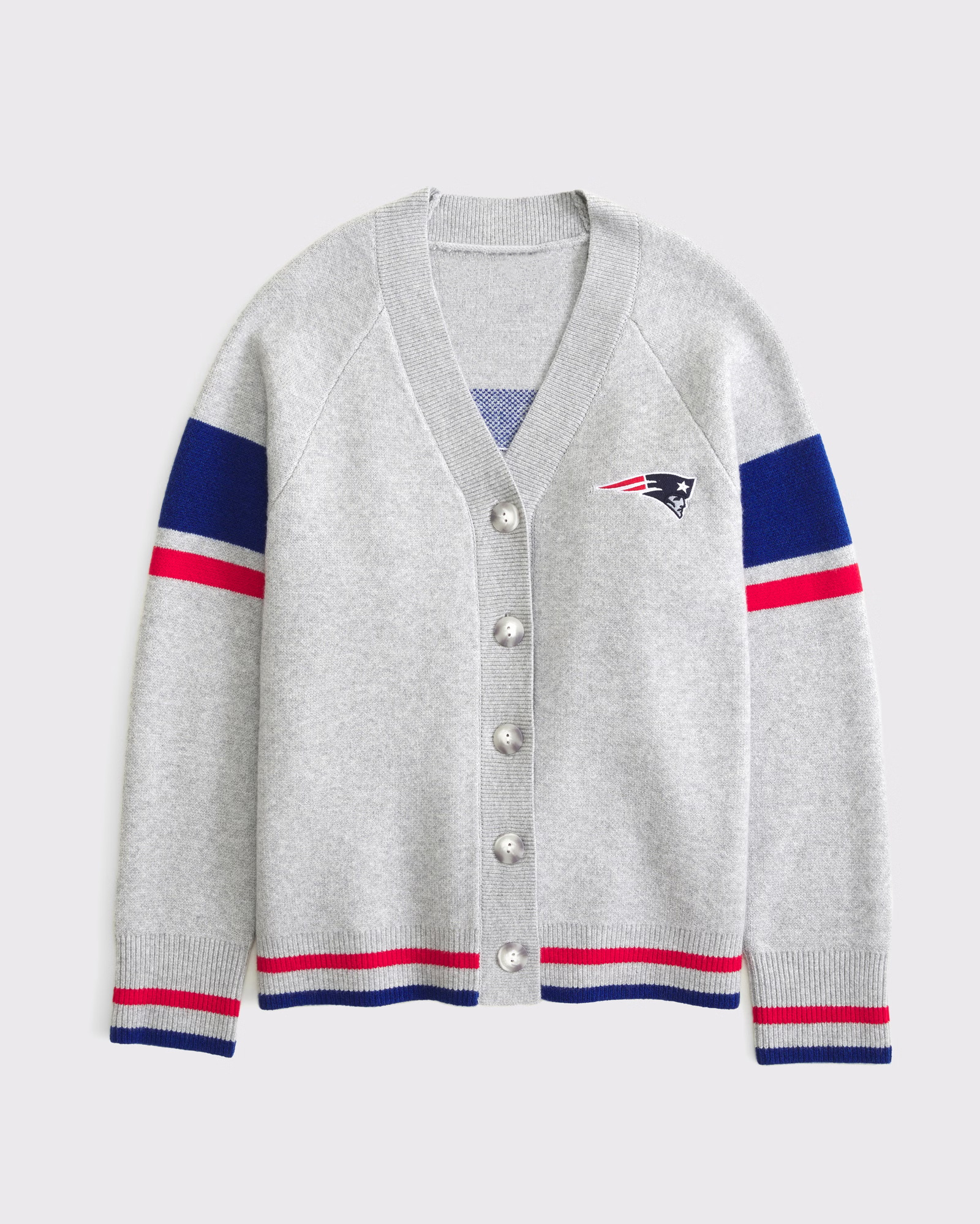 American Sports Style New England Patriots Light Gray Knitted Cardigan - 图片 6