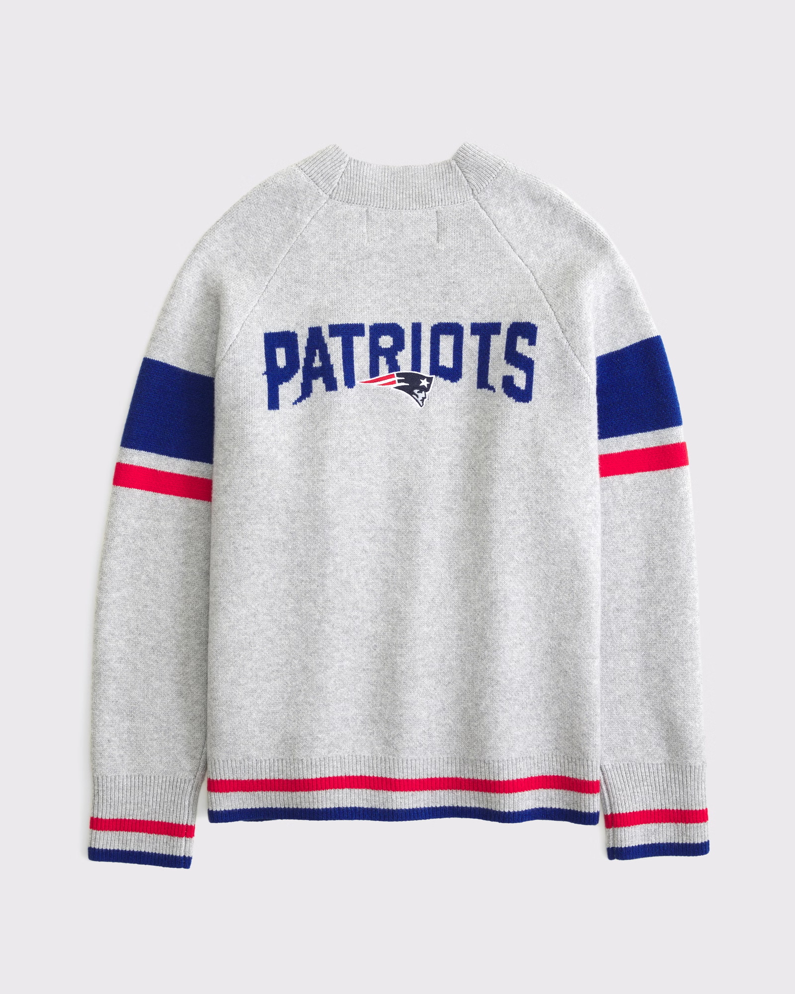 American Sports Style New England Patriots Light Gray Knitted Cardigan - 图片 7