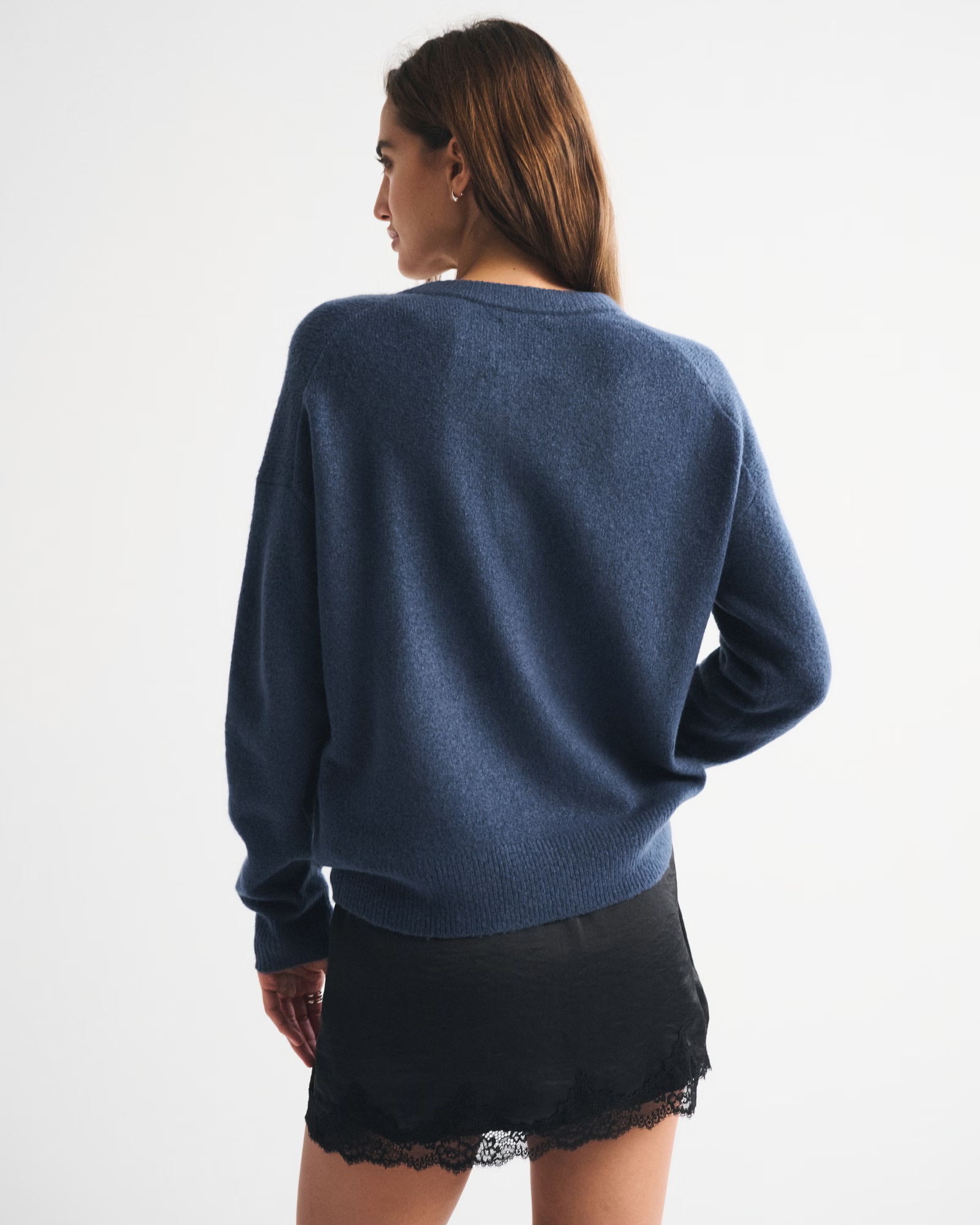 Minimalist Comfortable Solid Color Drop - shoulder Knit Top - 图片 2