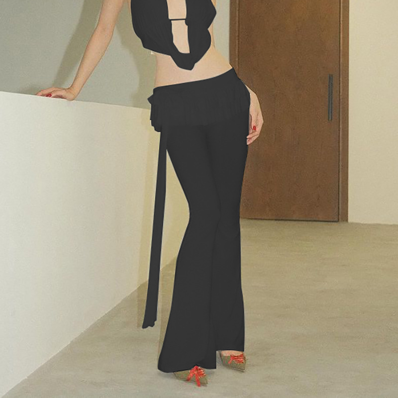 Women's fashionable and sexy ruffled flared pants with tie-dye - 图片 4