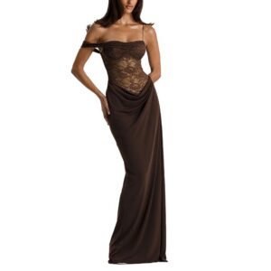 suspender lace patchwork dress Sexy hot girl style long skirt