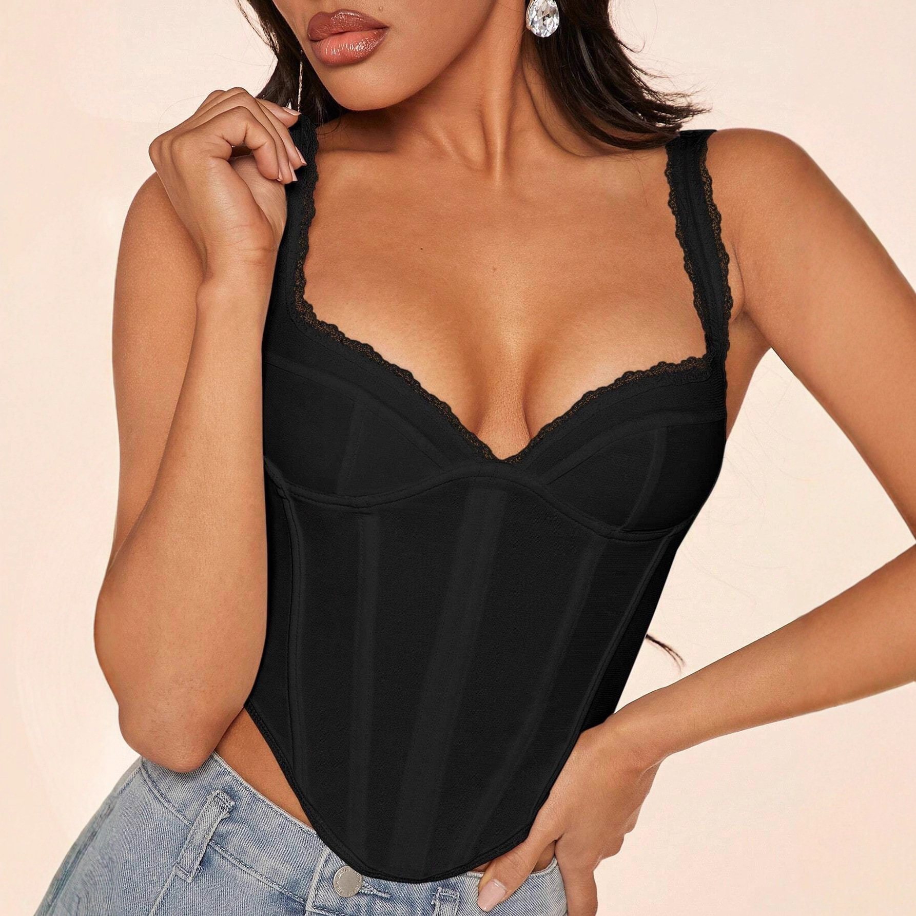 Hot girl pure desire style sexy lace lace bone dress temperament sexy bra - 图片 4